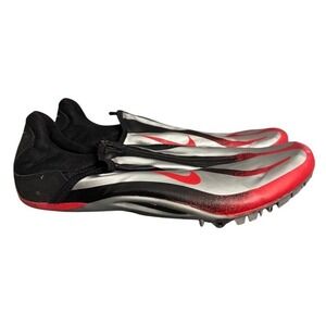 Nike Bowerman Track Field Sprint Spikes Silver Red Black Zippered Shroud Sz 12